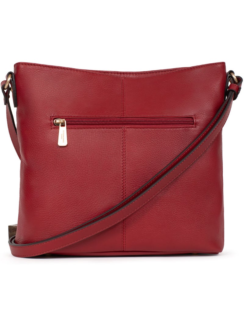 Borsa a tracolla - pelle taima hexagona Rosso scuro - Kiabi