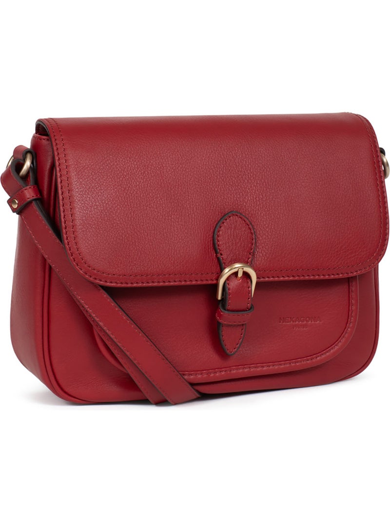 Borsa a tracolla - pelle taima hexagona Rosso scuro - Kiabi