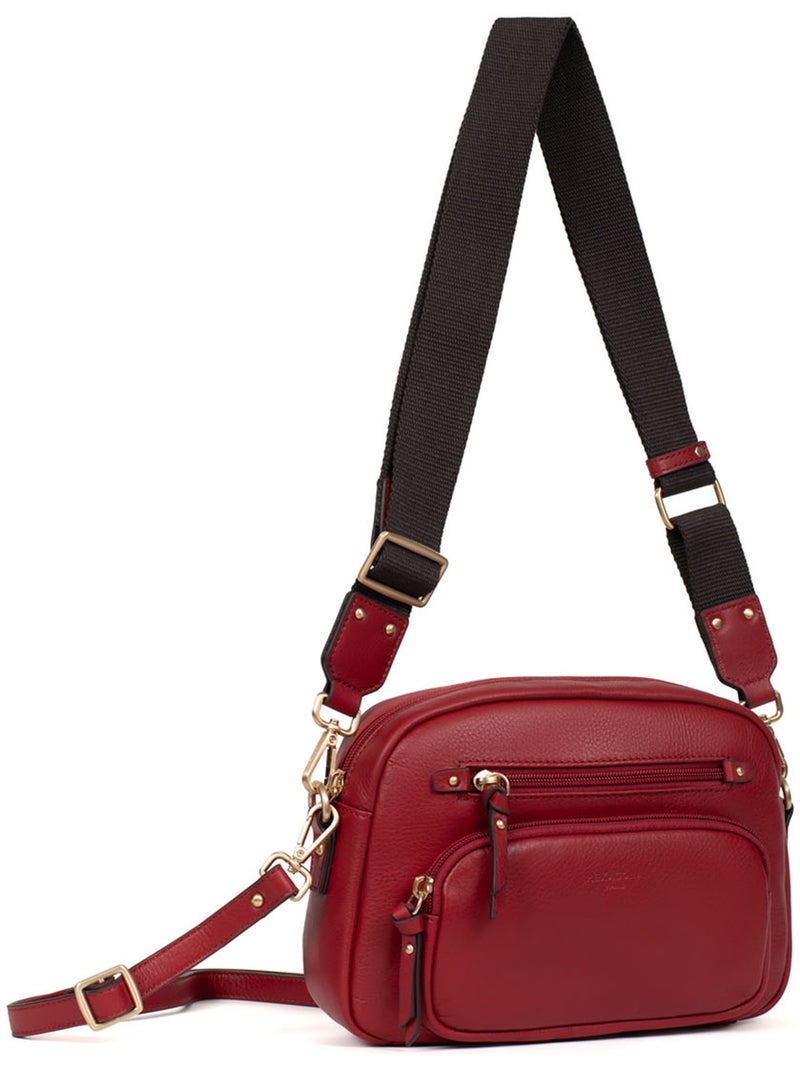 Borsa a tracolla - pelle taima hexagona Rosso scuro - Kiabi