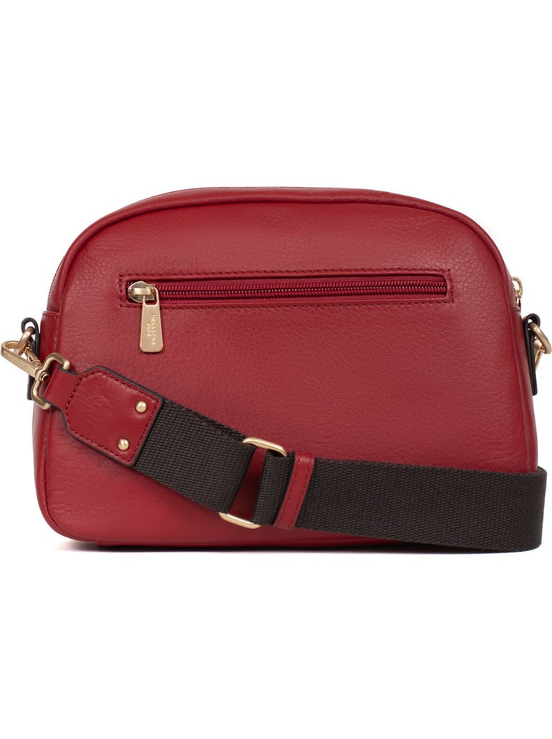 Borsa a tracolla - pelle taima hexagona Rosso scuro - Kiabi
