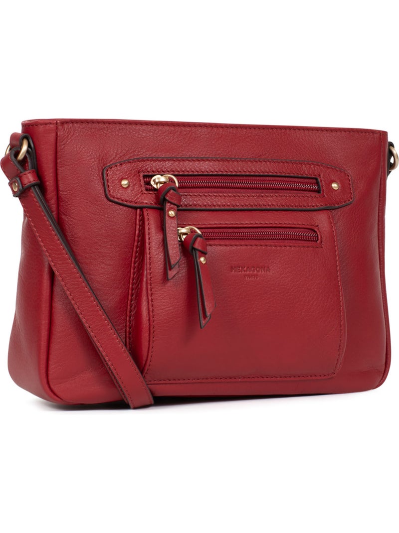 Borsa a tracolla - pelle taima hexagona Rosso scuro - Kiabi