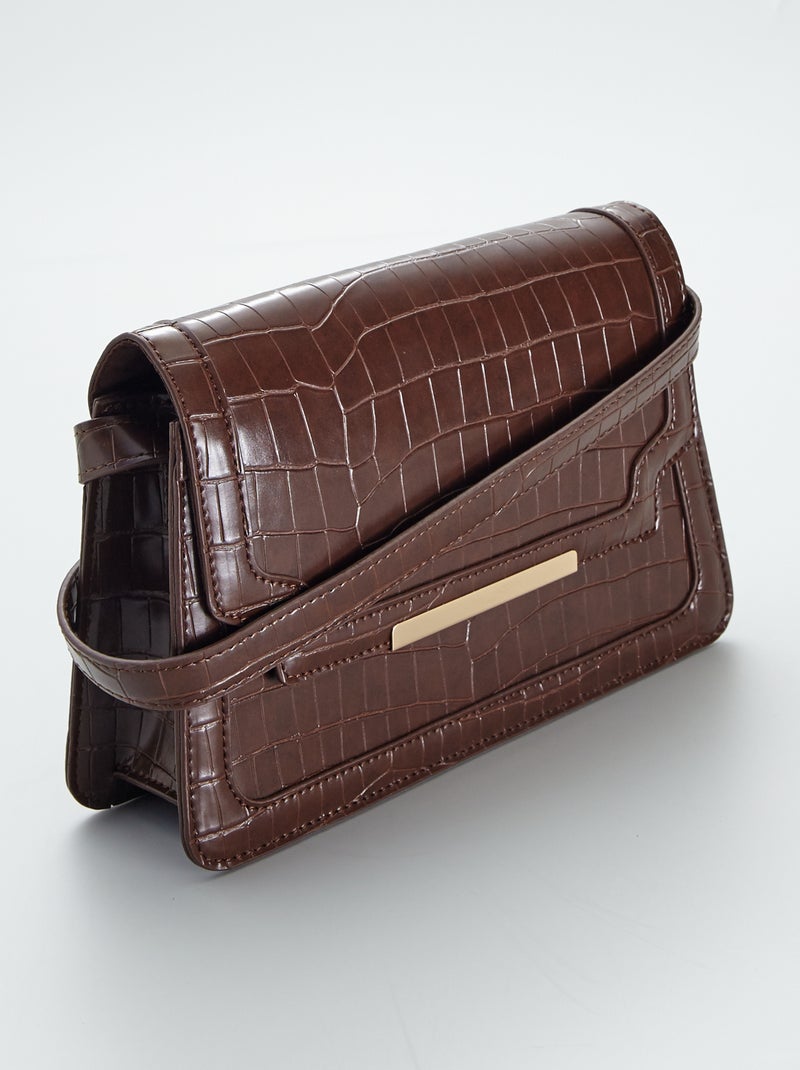 Borsa a tracolla effetto coccodrillo MARRONE - Kiabi