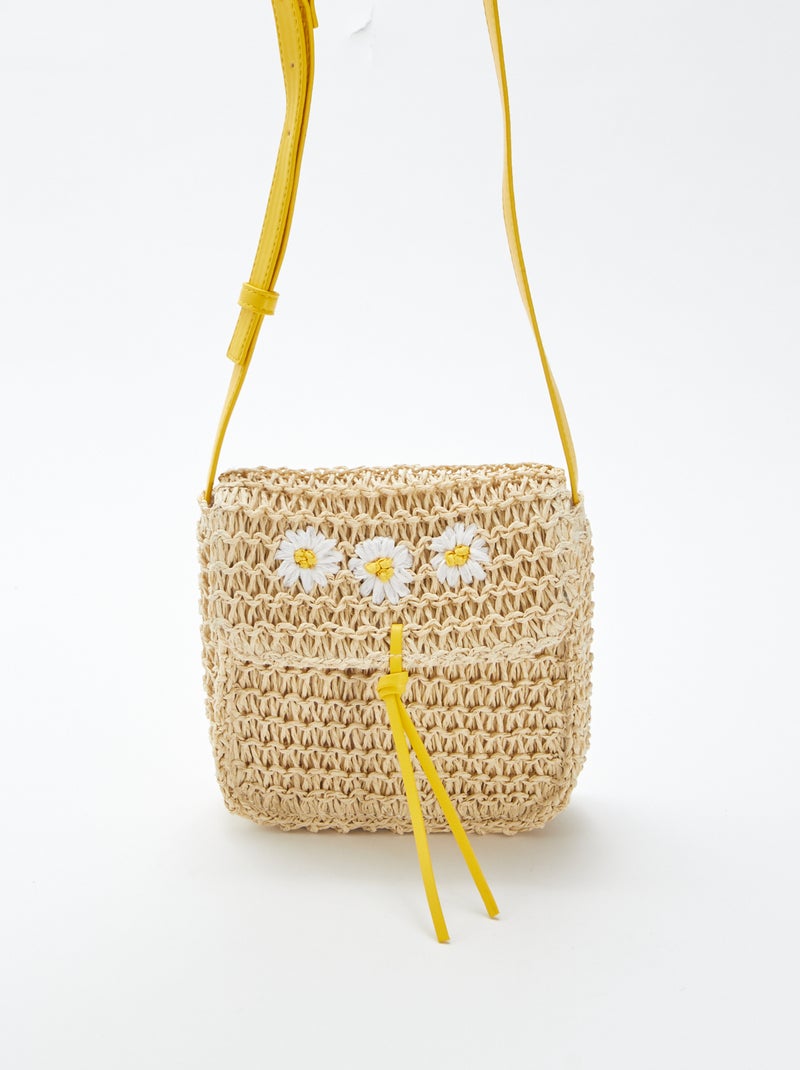 Borsa a tracolla effetto paglia intrecciata BEIGE - Kiabi