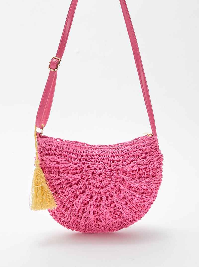 Borsa a tracolla effetto paglia intrecciata ROSA - Kiabi
