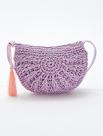 Borsa a tracolla effetto paglia intrecciata