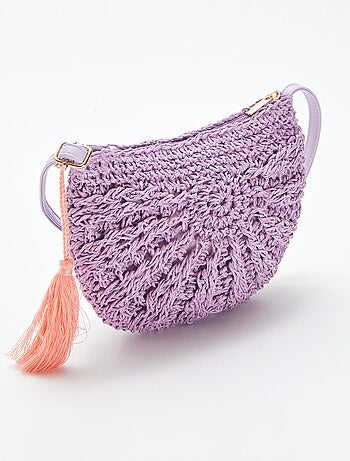 Borsa a tracolla effetto paglia intrecciata