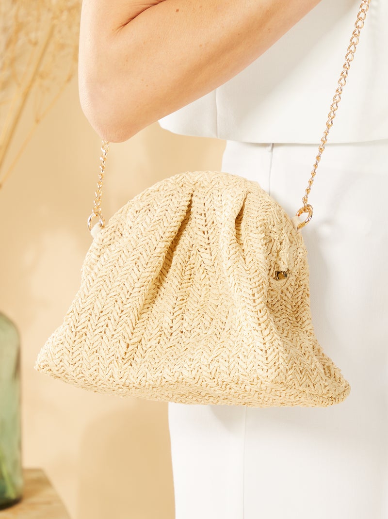 Borsa a tracolla in rafia BEIGE - Kiabi