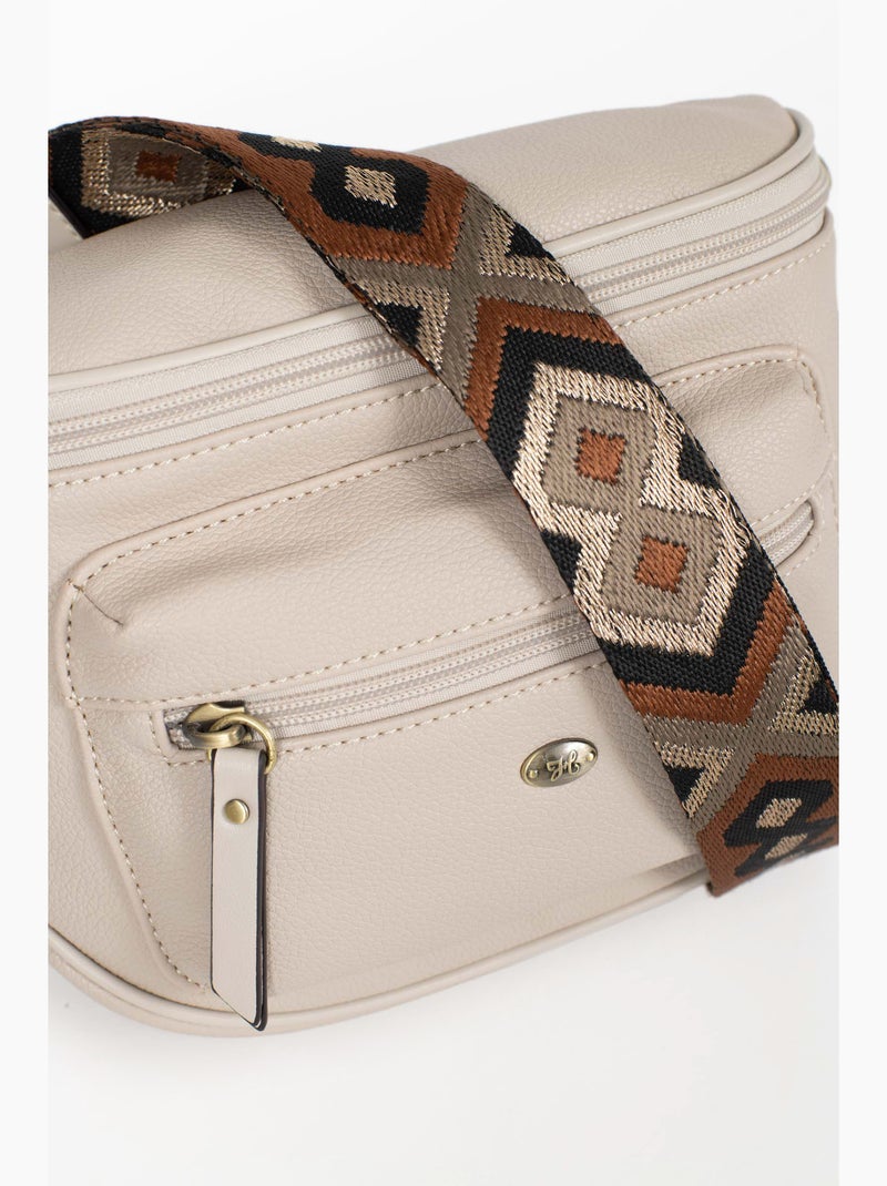 Borsa a tracolla ronda hexagona Avorio - Kiabi