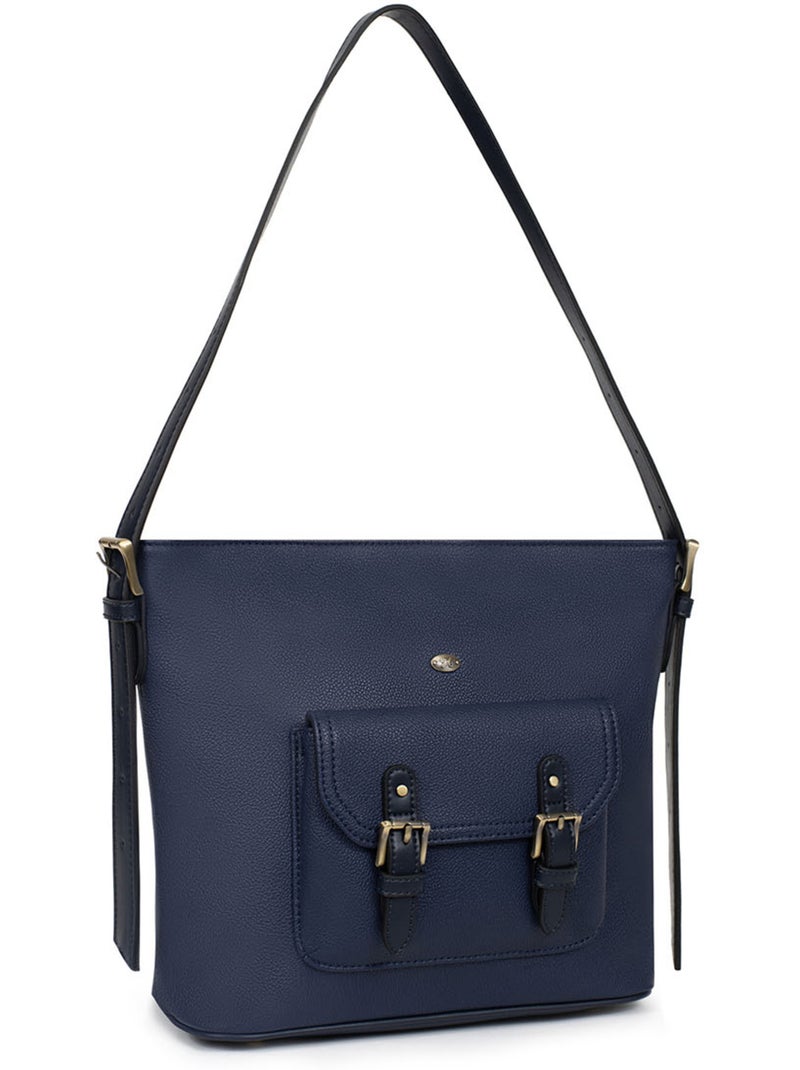 Borsa a tracolla ronda hexagona Blu marino - Kiabi