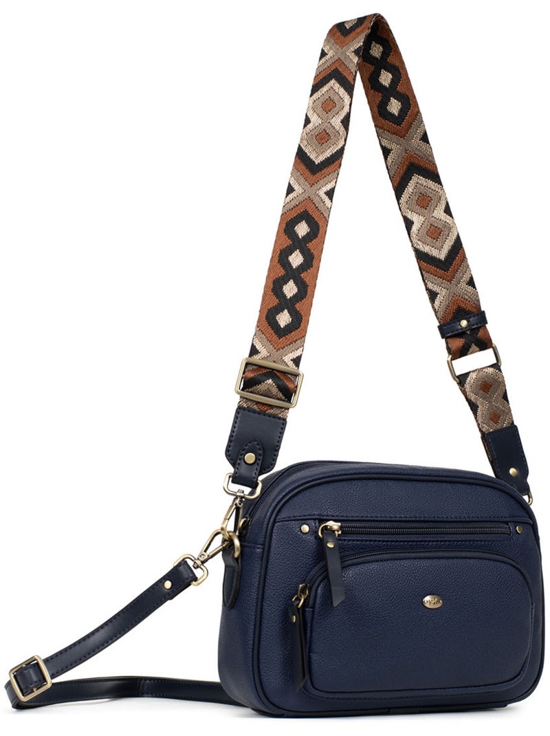 Borsa a tracolla ronda hexagona Blu marino - Kiabi