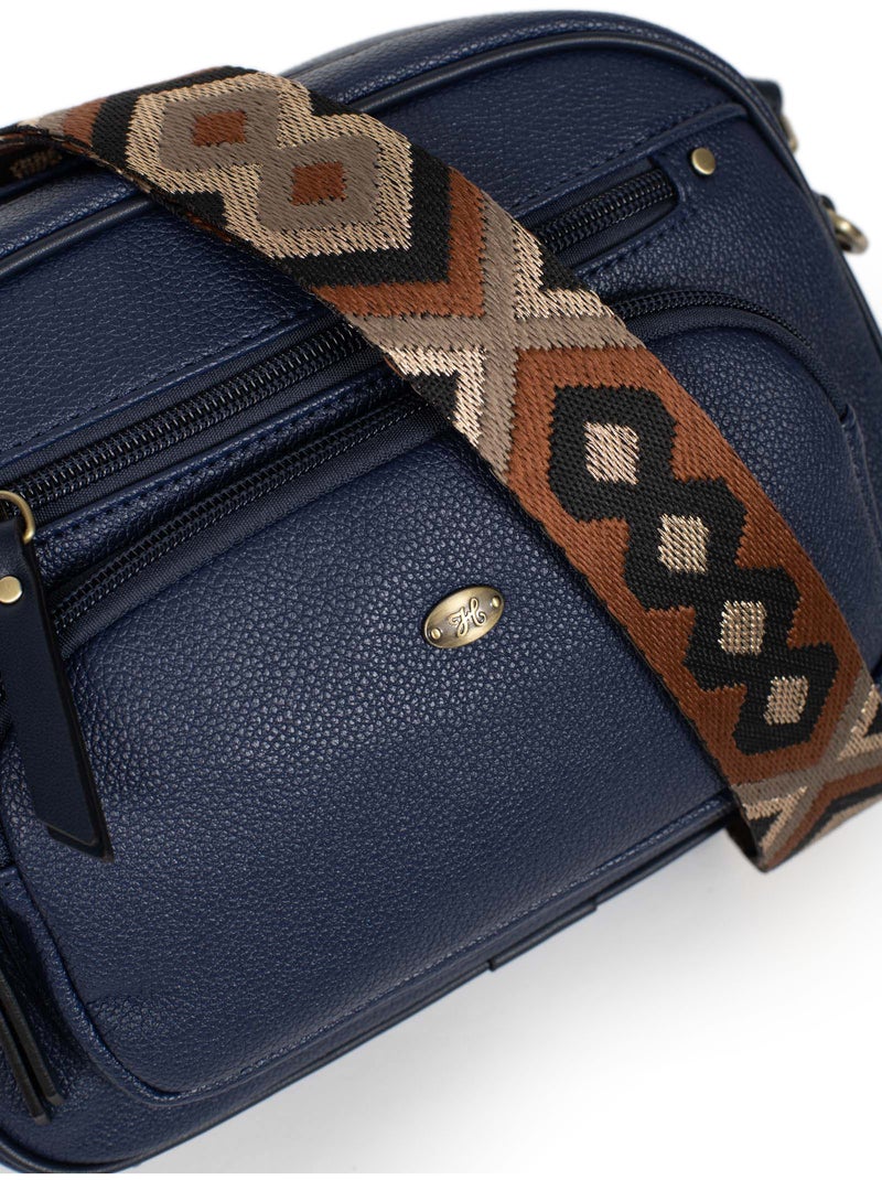 Borsa a tracolla ronda hexagona Blu marino - Kiabi
