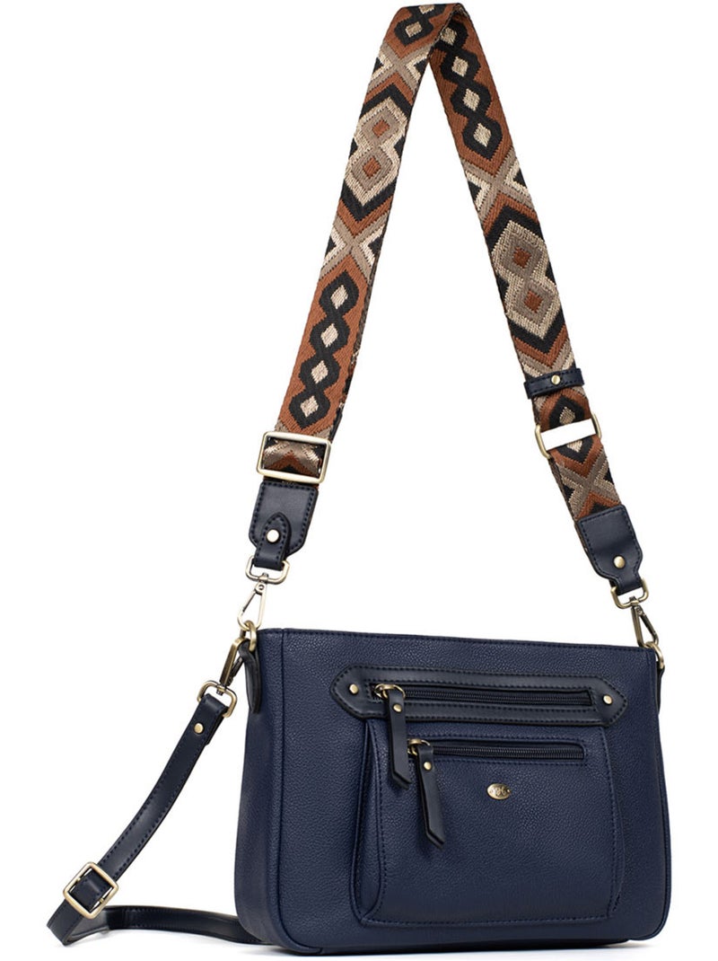 Borsa a tracolla ronda hexagona Blu marino - Kiabi