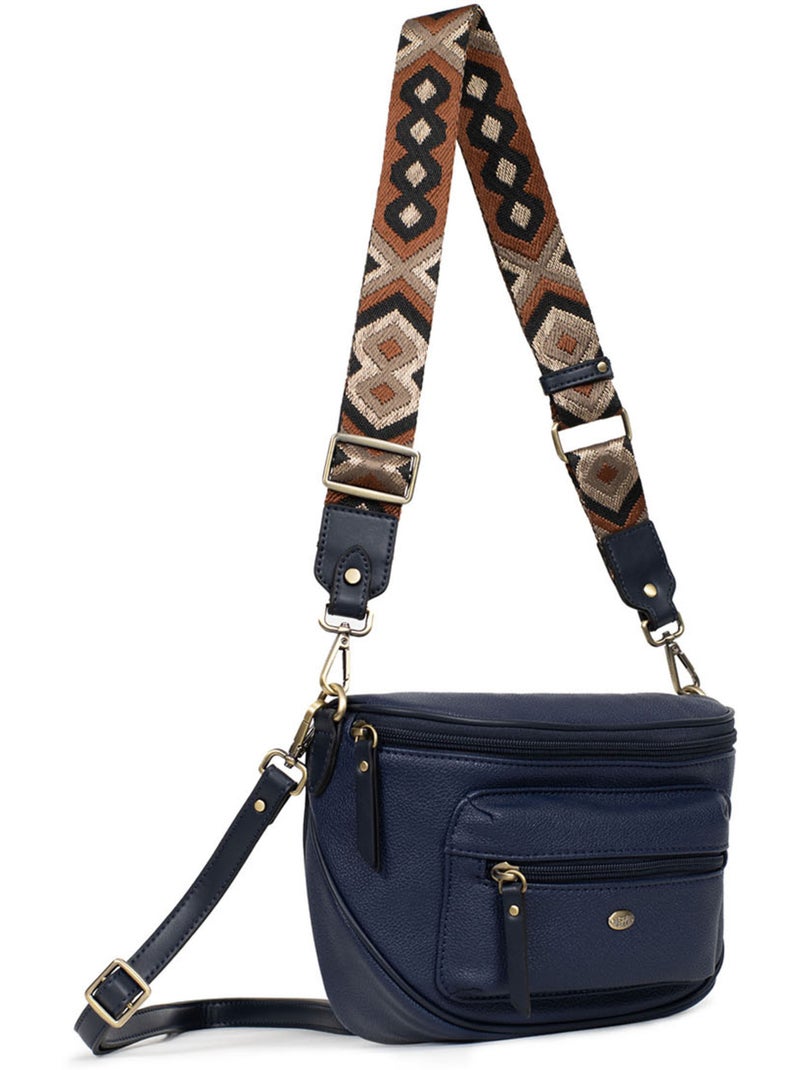Borsa a tracolla ronda hexagona Blu marino - Kiabi