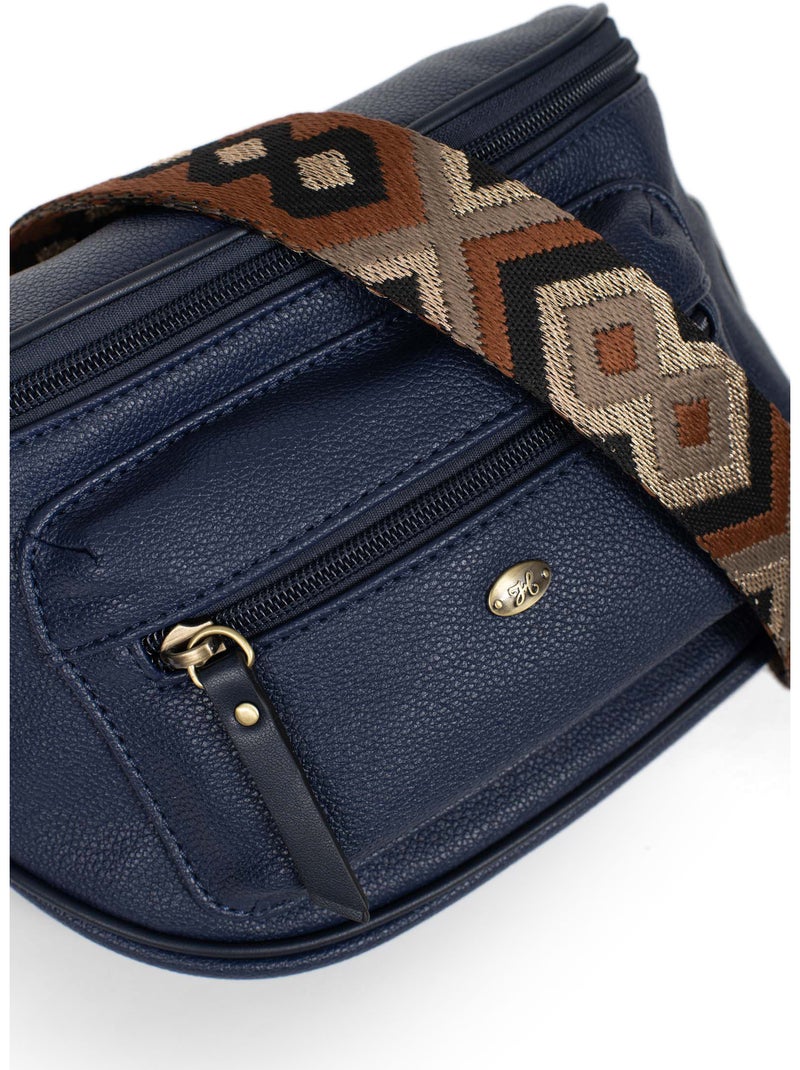 Borsa a tracolla ronda hexagona Blu marino - Kiabi