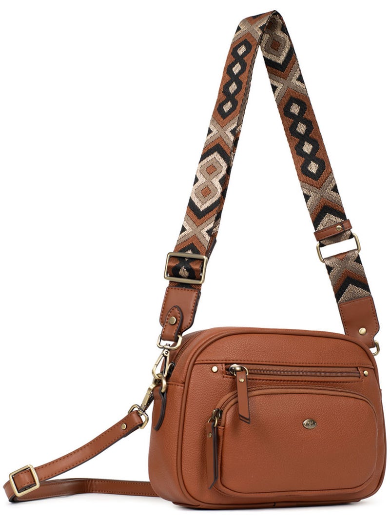 Borsa a tracolla ronda hexagona Cognac - Kiabi