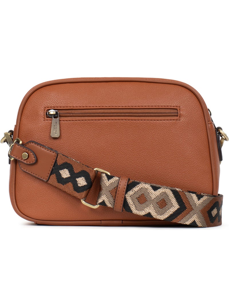 Borsa a tracolla ronda hexagona Cognac - Kiabi