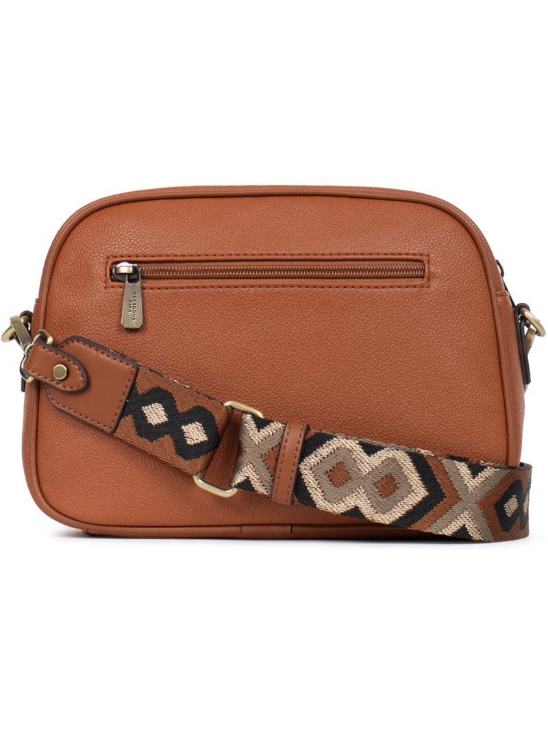 Borsa a tracolla ronda hexagona Cognac - Kiabi