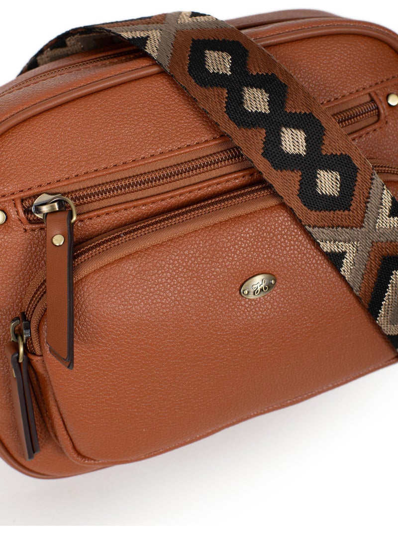 Borsa a tracolla ronda hexagona Cognac - Kiabi