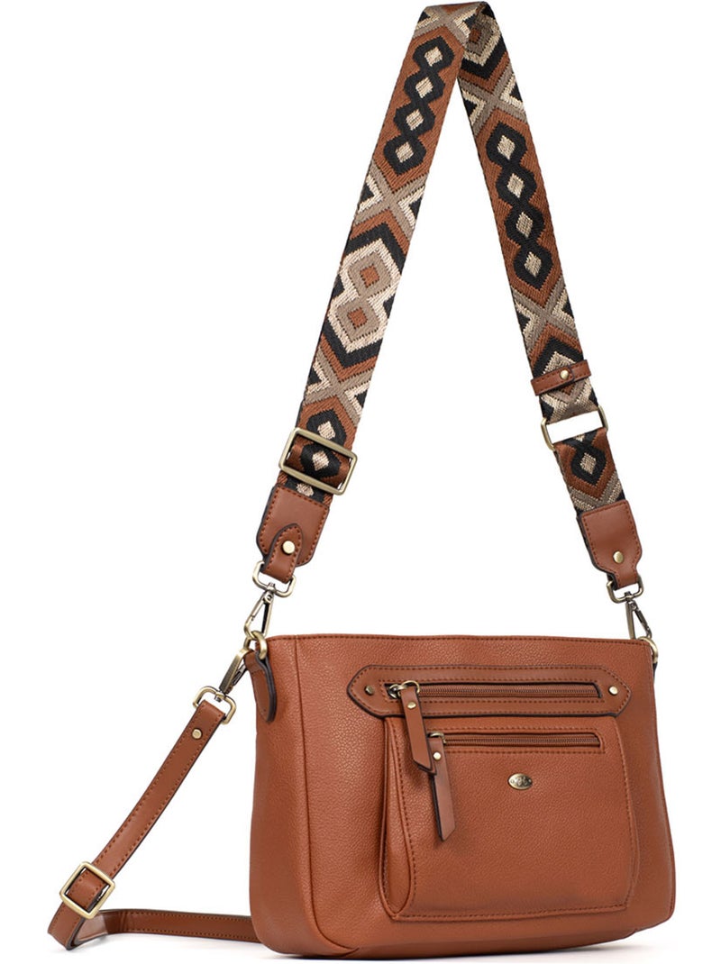 Borsa a tracolla ronda hexagona Cognac - Kiabi