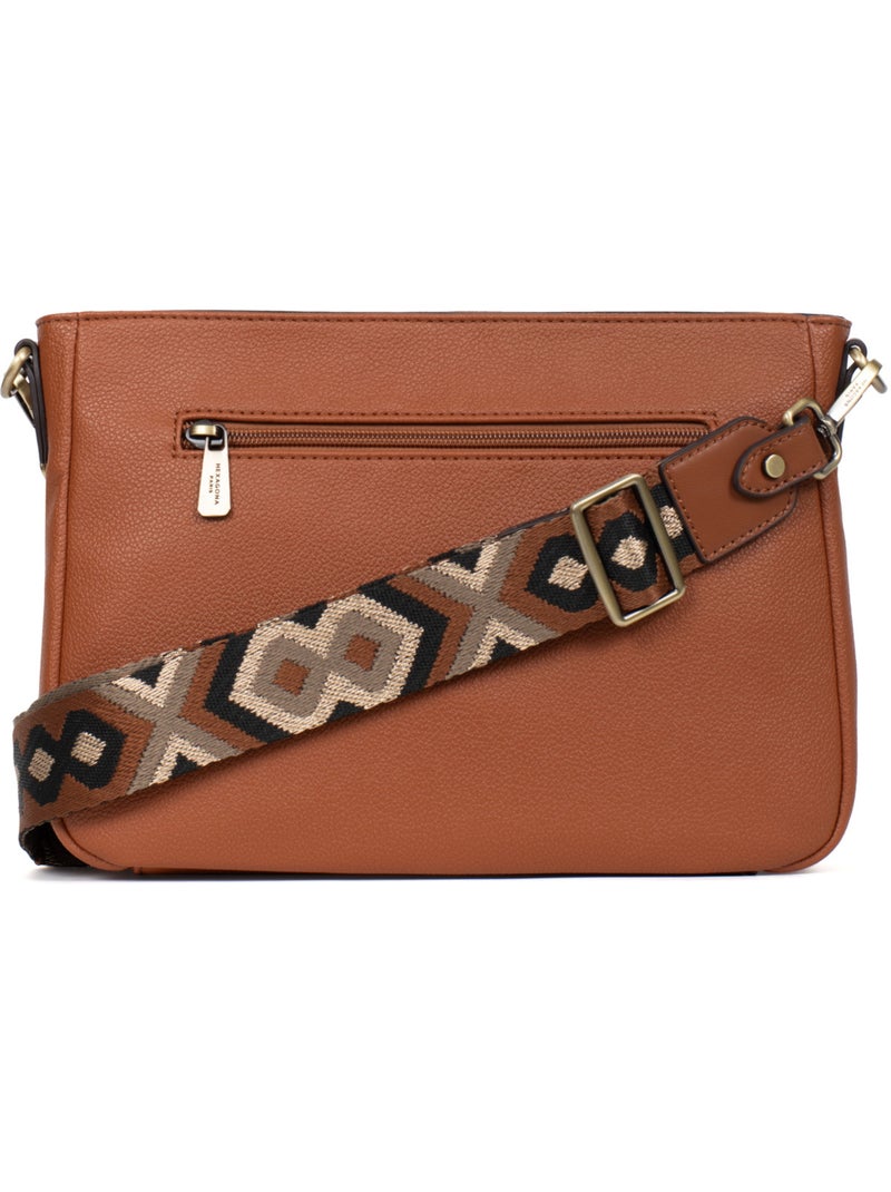 Borsa a tracolla ronda hexagona Cognac - Kiabi