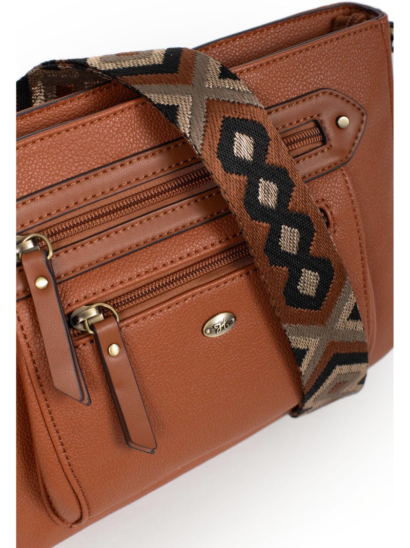 Borsa a tracolla ronda hexagona Cognac - Kiabi
