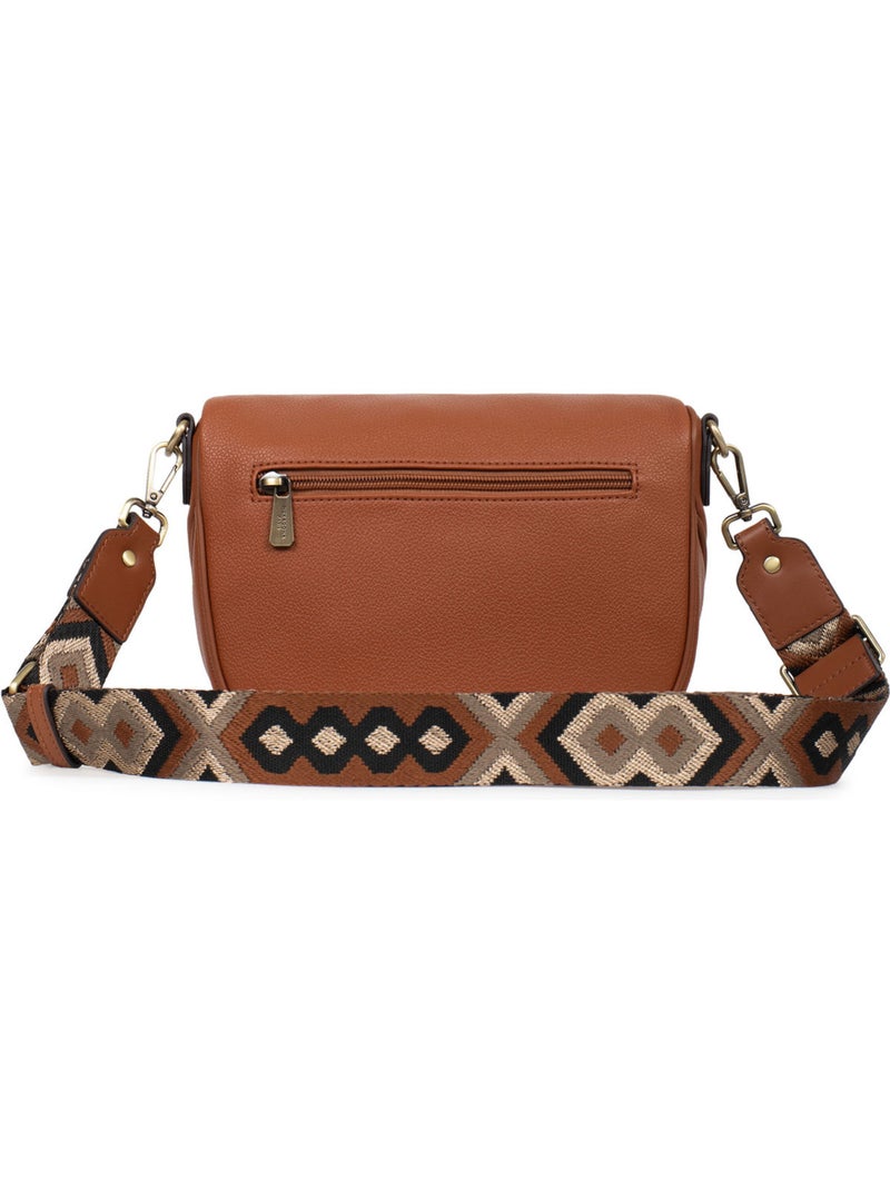 Borsa a tracolla ronda hexagona Cognac - Kiabi