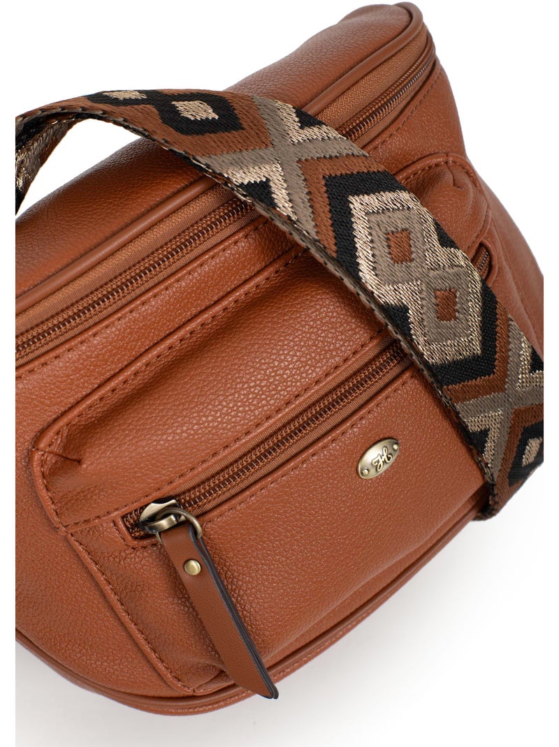Borsa a tracolla ronda hexagona Cognac - Kiabi