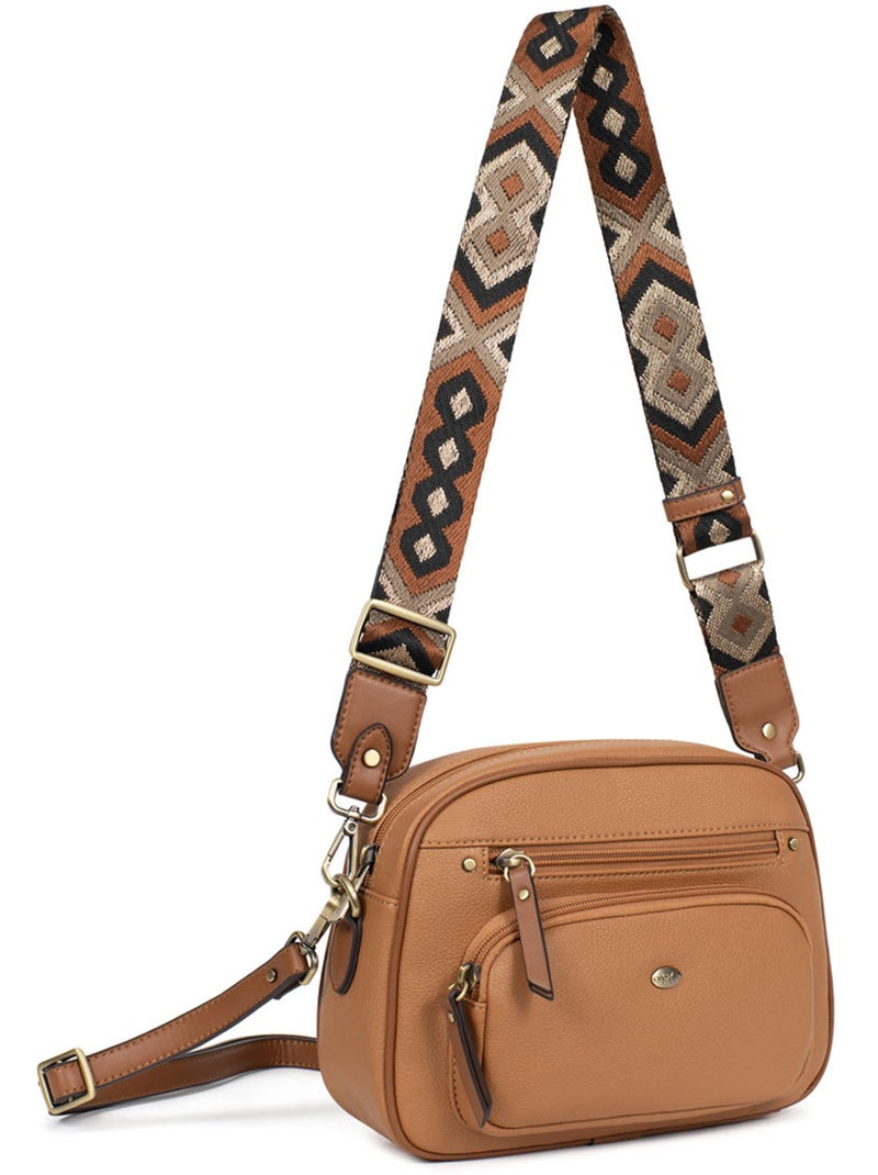Borsa a tracolla ronda hexagona Marrone chiaro - Kiabi