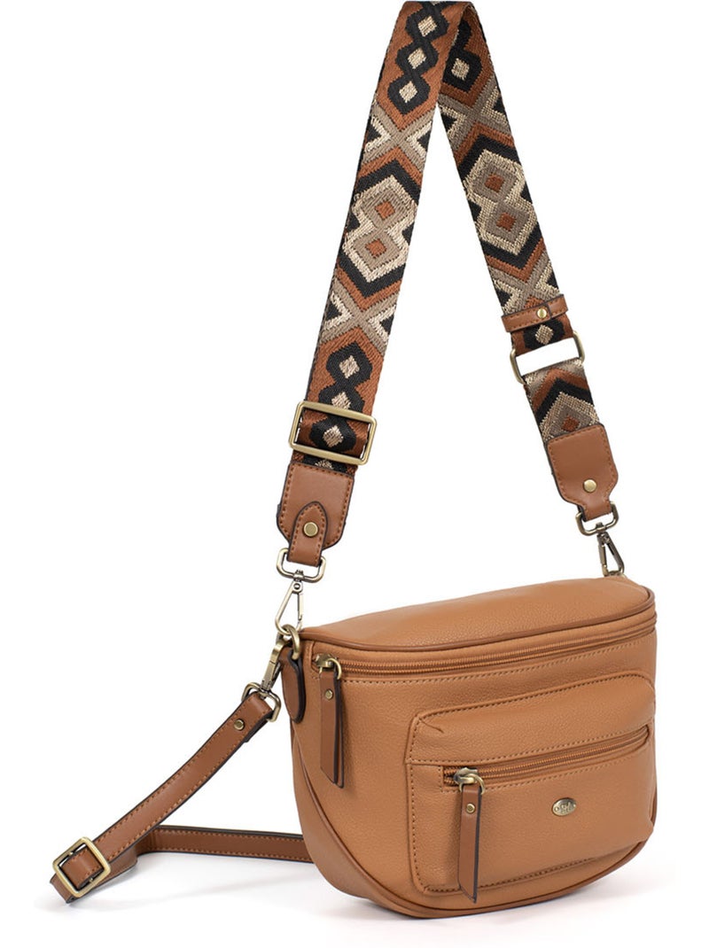 Borsa a tracolla ronda hexagona Marrone chiaro - Kiabi