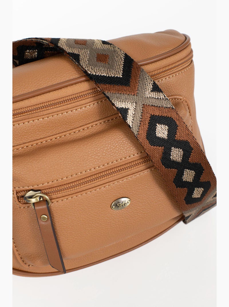 Borsa a tracolla ronda hexagona Marrone chiaro - Kiabi