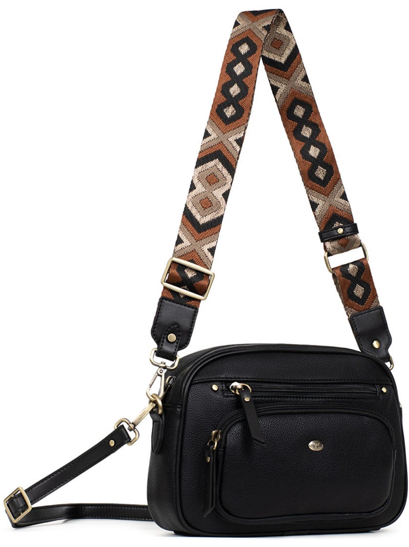 Borsa a tracolla ronda hexagona Nero - Kiabi
