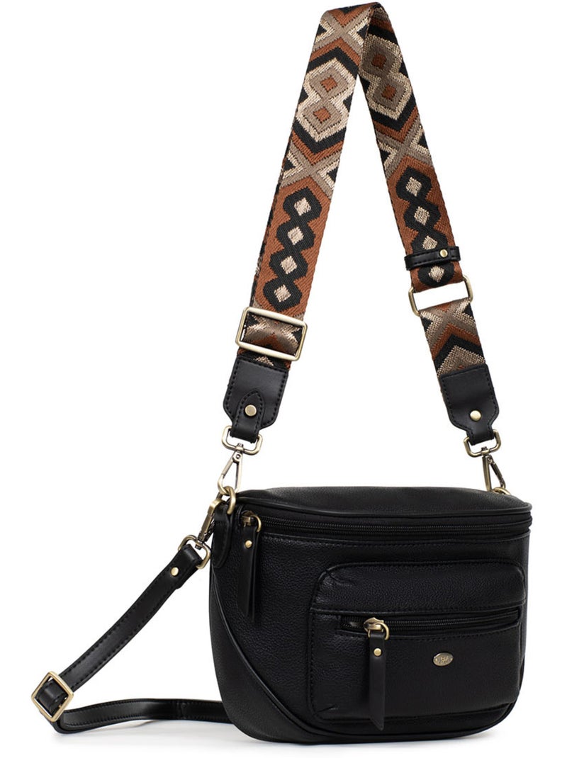 Borsa a tracolla ronda hexagona Nero - Kiabi