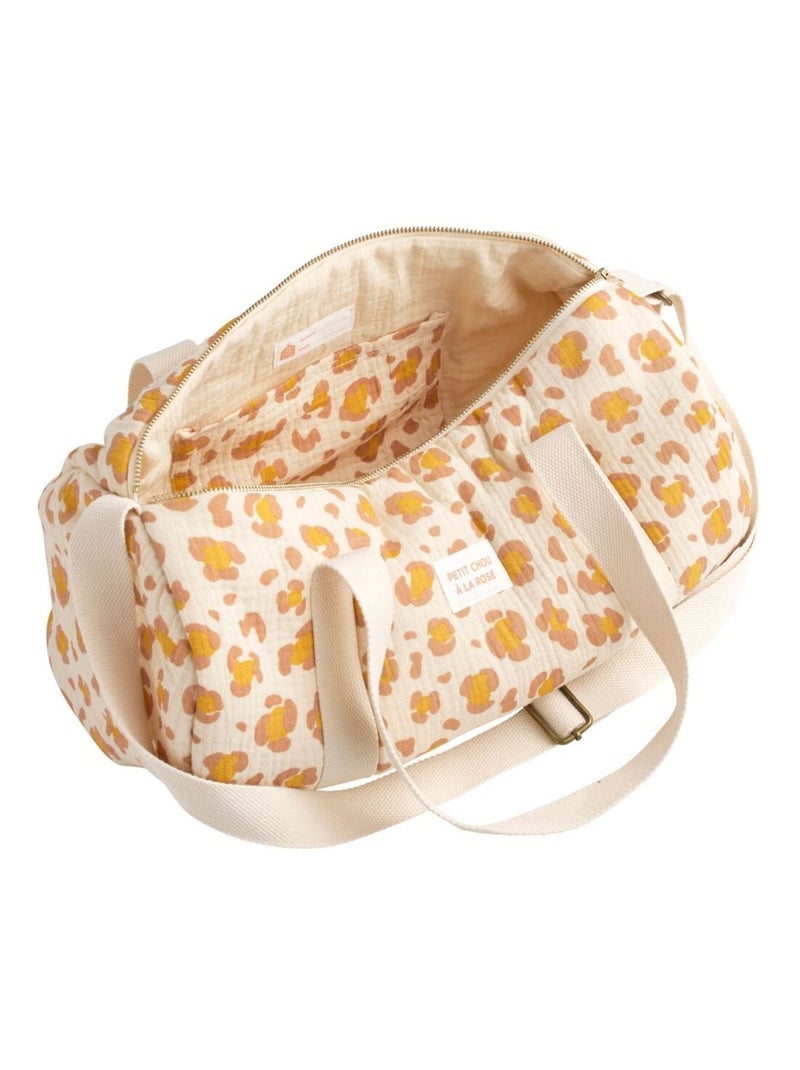 Borsa bowling in garza di cotone con stampa - SAUTHON Beige/Rosa - Kiabi