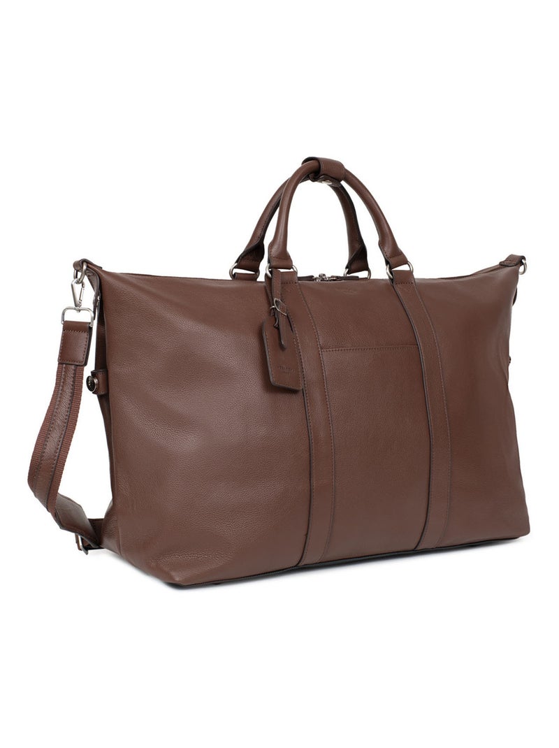 Borsa da viaggio - pelle confort hexagona Marrone cioccolato - Kiabi