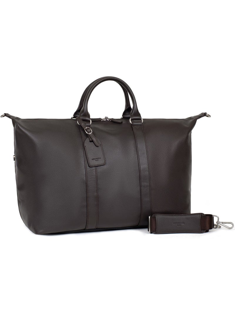Borsa da viaggio - pelle confort hexagona Marrone scuro - Kiabi