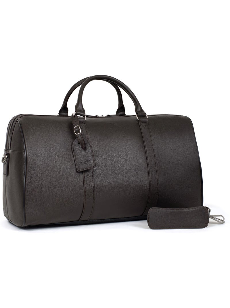 Borsa da viaggio - pelle confort hexagona Marrone scuro - Kiabi