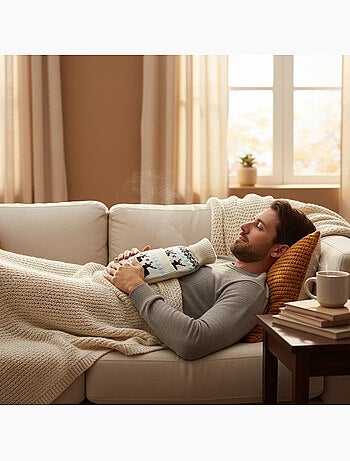 Borsa dell'acqua calda con calze e fodera in maglia motivo cervo