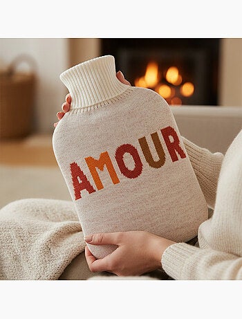 Borsa dell'acqua calda con fodera in maglia Amore