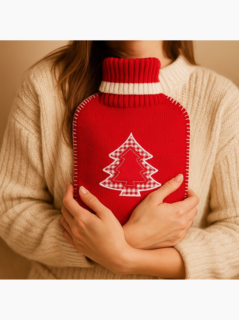 Borsa dell'acqua calda con fodera in maglia motivo abete Rosso - Kiabi