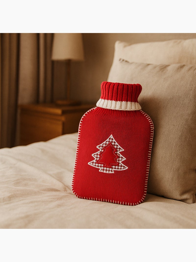 Borsa dell'acqua calda con fodera in maglia motivo abete Rosso - Kiabi
