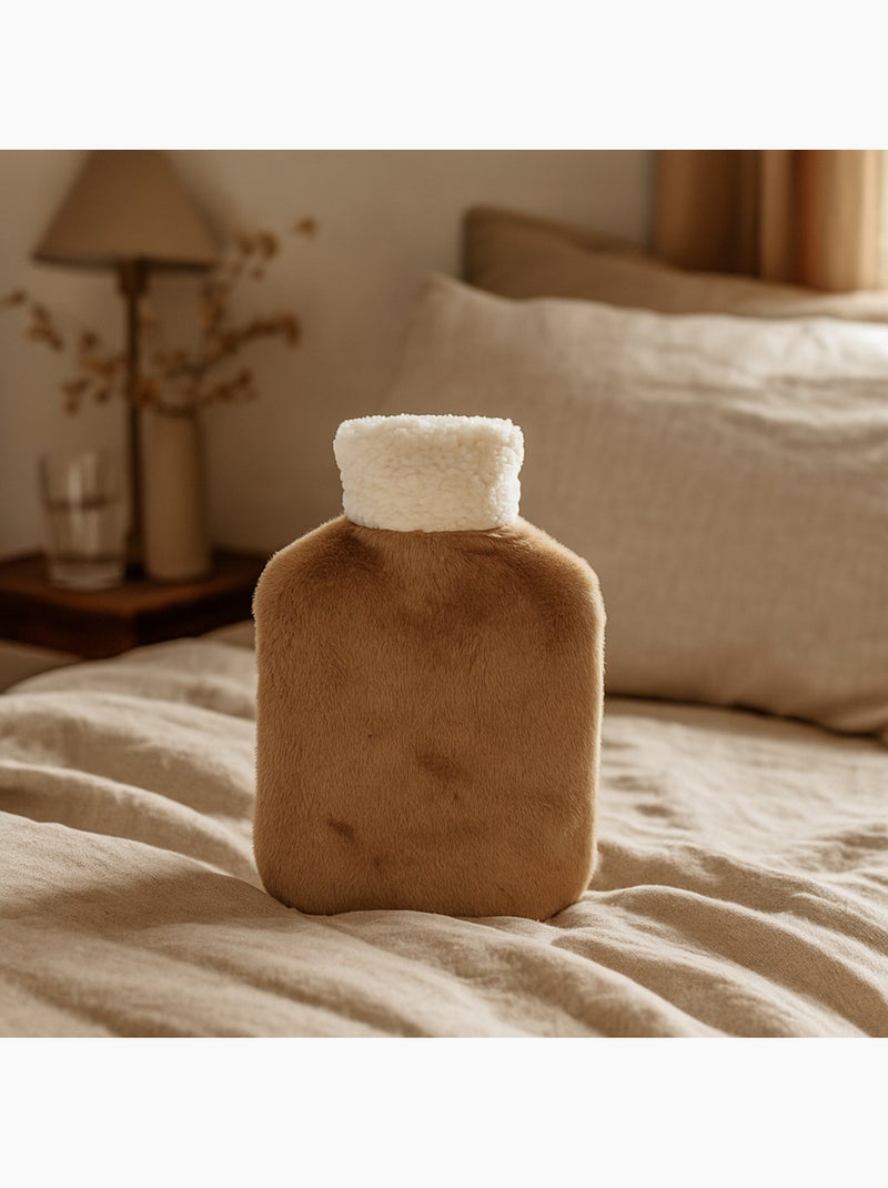 Borsa dell'acqua calda con fodera morbida effetto peluche Marrone - Kiabi
