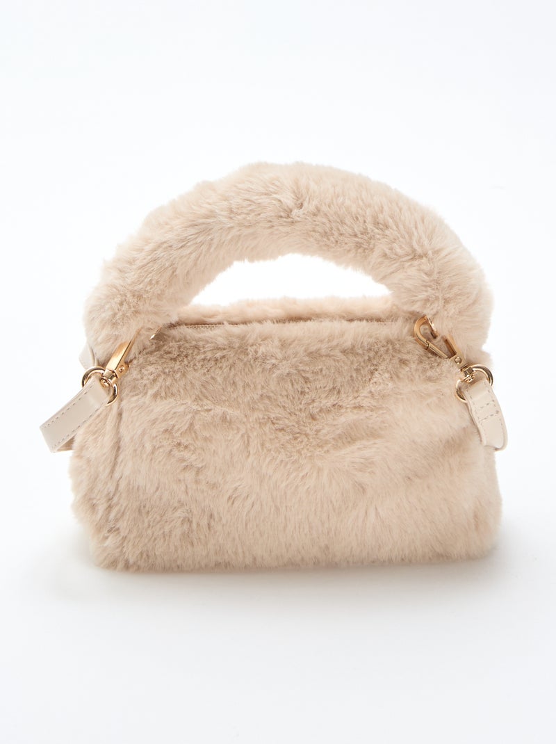 Borsa effetto pelliccia sintetica Beige - Kiabi