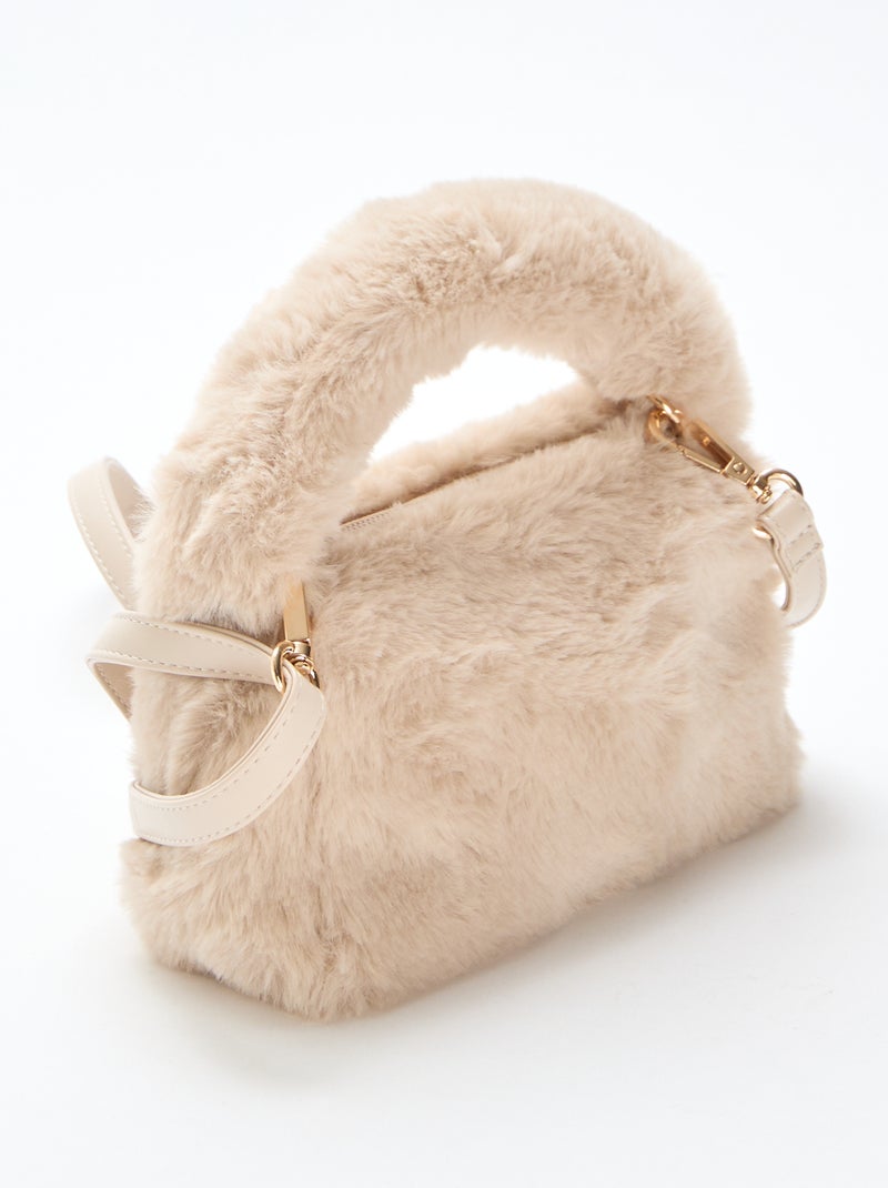 Borsa effetto pelliccia sintetica Beige - Kiabi