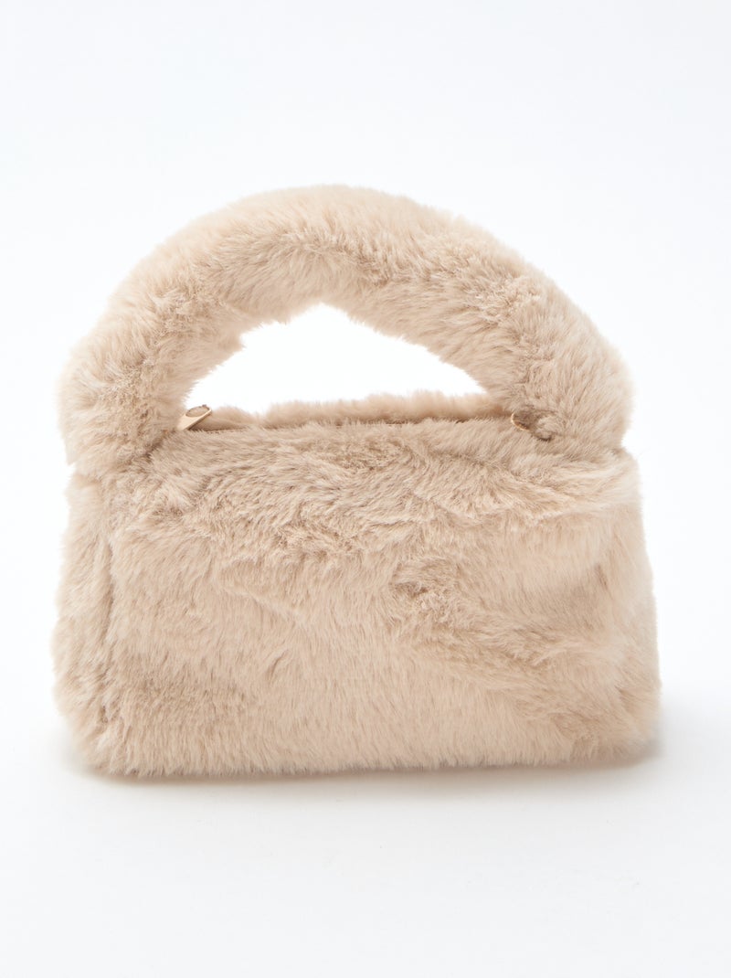 Borsa effetto pelliccia sintetica Beige - Kiabi