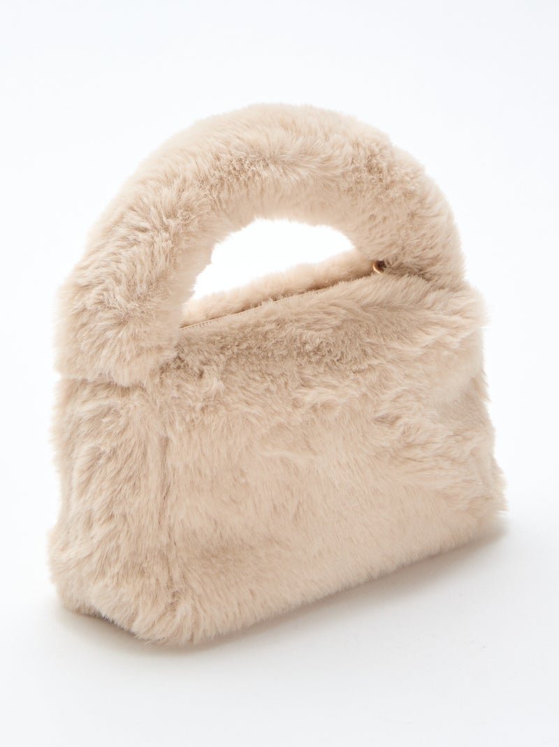 Borsa effetto pelliccia sintetica Beige - Kiabi