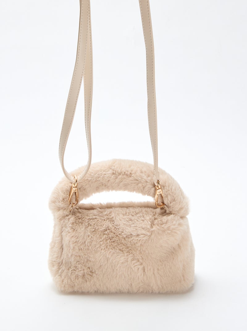 Borsa effetto pelliccia sintetica Beige - Kiabi