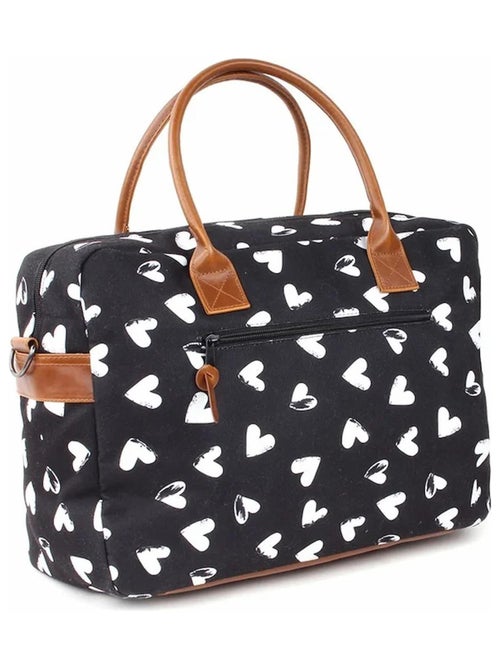 Borsa fasciatoio bianco e nero con materassino, cuori | Kidzroom - Kiabi