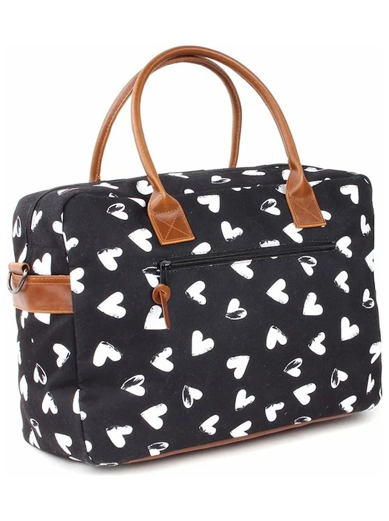 Borsa fasciatoio bianco e nero con materassino, cuori | Kidzroom Nero - Kiabi