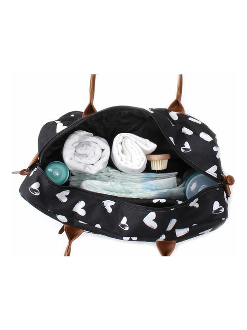 Borsa fasciatoio bianco e nero con materassino, cuori | Kidzroom - Kiabi