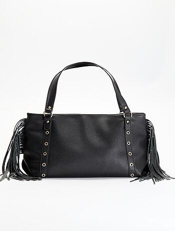 Borsa hobo con frange in similpelle